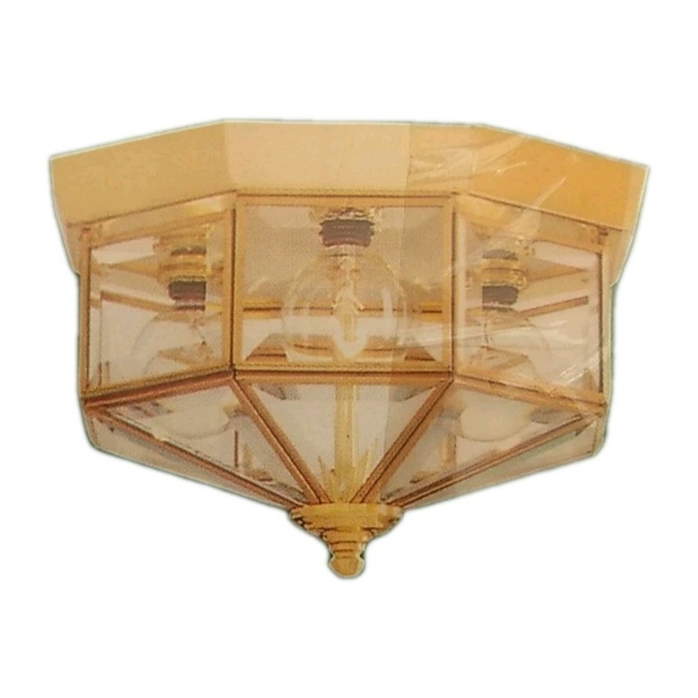 Madison Avenue Flush Mount Collection, #08785, 3 Light, Polished Brass Fixture